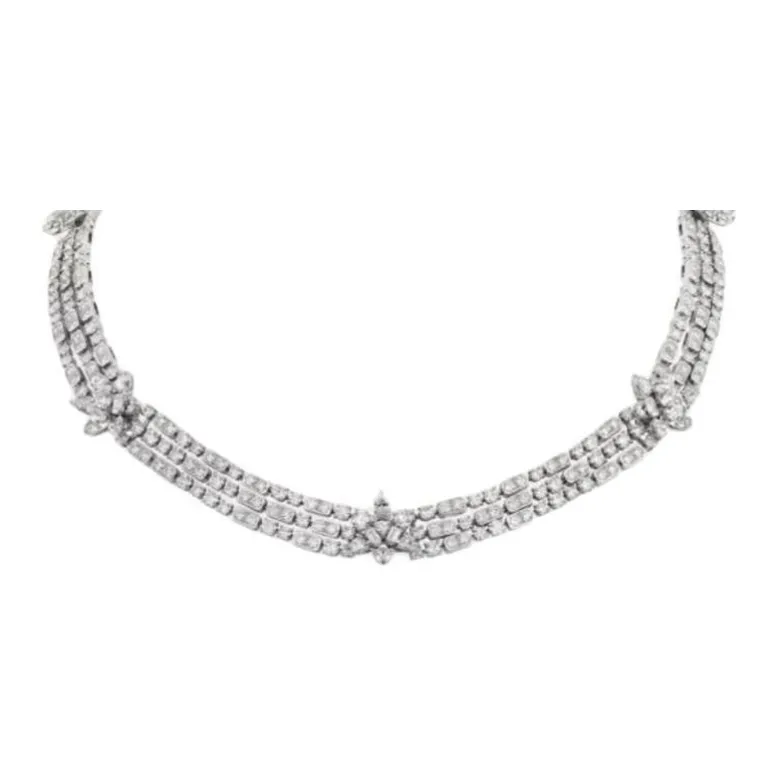 CARTIER 18K White Gold Diamonds Necklaces Unisex Silver-0