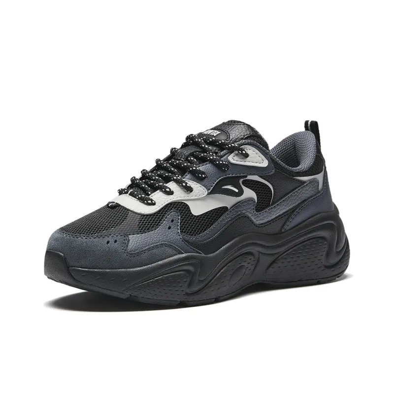 Anta Stars Anti Slip And Wear Resistant Breathable Low Top Chunky Sneakers Women's Black Gray-2