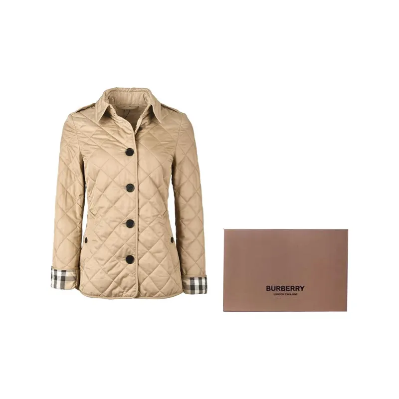 Burberry Women's Diamond Quilted Jacket Beige L Without