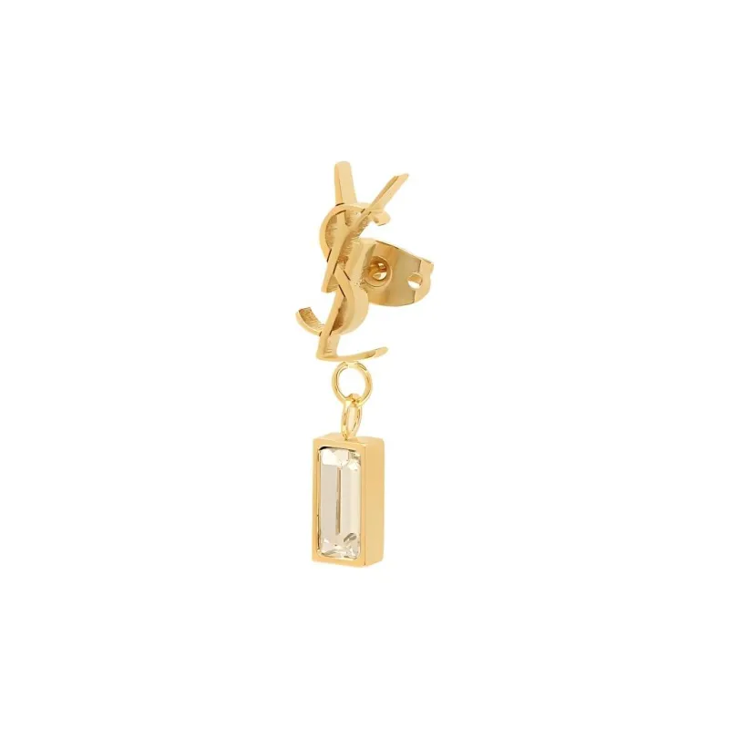 SAINT LAURENT Brass, Glass Earrings Women's Gold-1