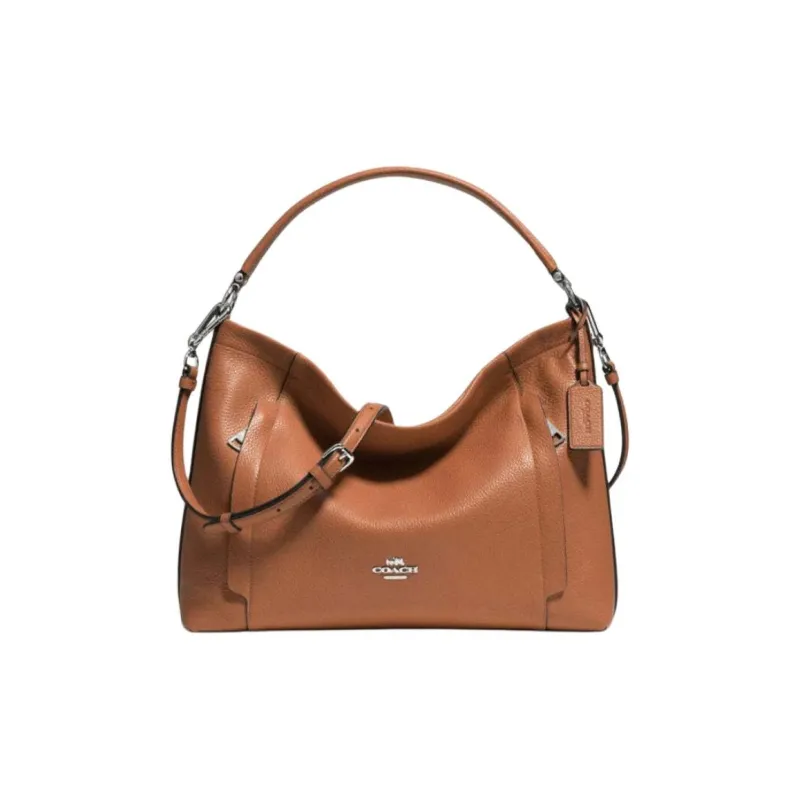 COACH Scout Glossy Pebbled Leather Crossbody One Shoulder Handbags Large Size Women's Saddle Color-1