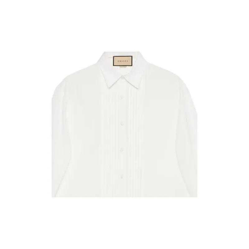 GUCCI Cotton Poplin Evening Shirt Men's White-2