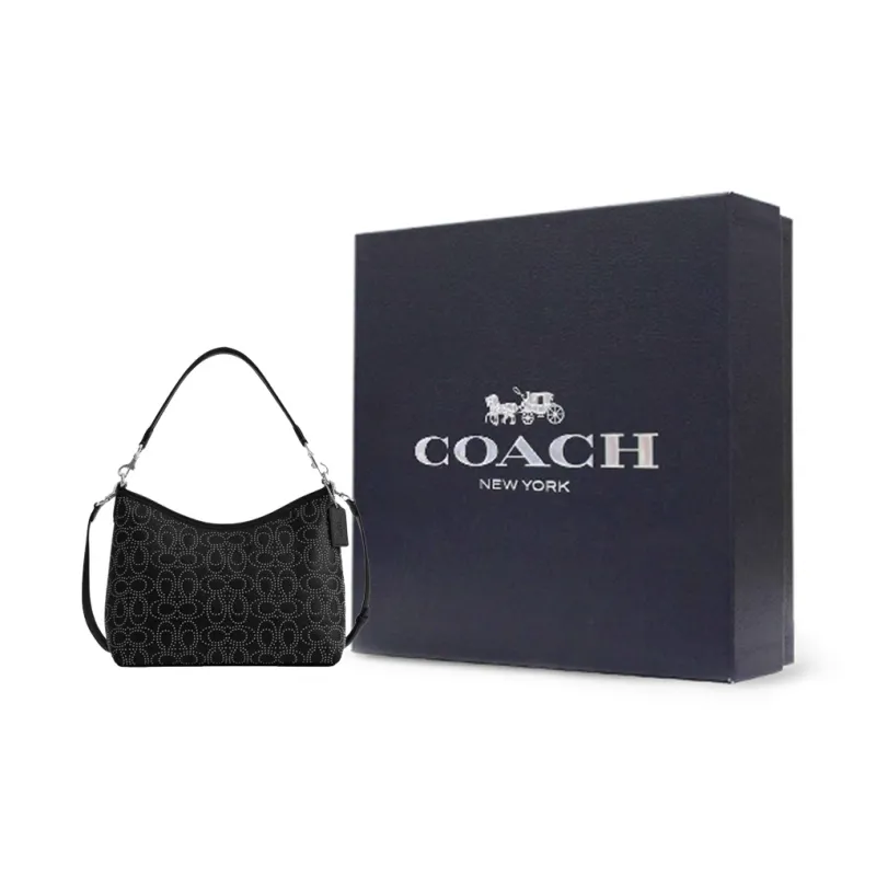 COACH Pebbled Leather Shoulder Bag, Crossbody Bag, Handbag Tubas Women's Black-6