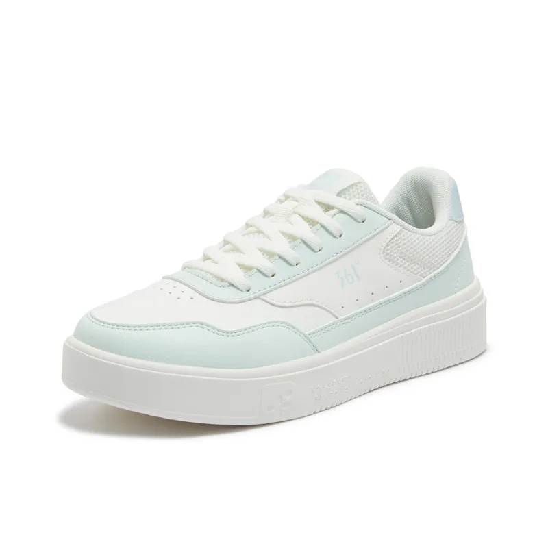 361° Wear resistant And Lightweight Low Top Skateboard Shoes Women's White Teal Blue-2