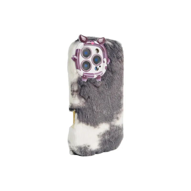Wei Xin Plush Material Plush Gradient Quad Colors Phone Cases Compatible With IPhone 16/15 Pro Max/Apple 13/14 Pro/Max-1