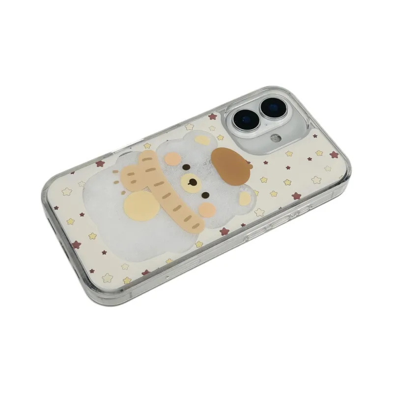 Wei Xin Acrylic Material Stars Sand Snowflake Bear Phone Cases Compatible With IPhone 16/15 Pro Max/Apple 13/14 Pro/Max-3