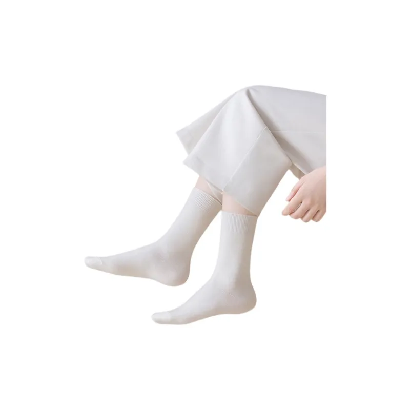 Cheemy Free Mid Calf Socks Women's 3 Pack Milk White-1