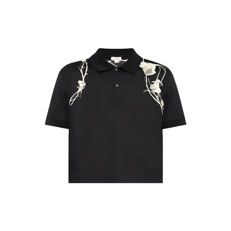 Alexander McQueen Floral Embroidered Polo Shirt-5