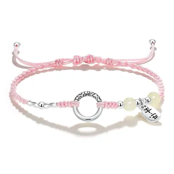 ERROR Alloy Bracelets Unisex Red String/Cherry Blossom Pink/Black Cord