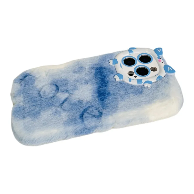 Wei Xin Plush Material Plush Gradient Quad Colors Phone Cases Compatible With IPhone 16/15 Pro Max/Apple 13/14 Pro/Max-14