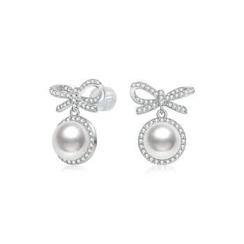 ME LUXE Freshwater Pearl Stud Earrings Gentle Sweet Style Minimalist Premium Feel Women's