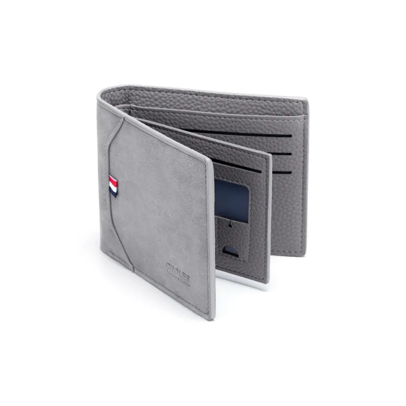 CNOLES PU Card Holder Coin Purse Men's Dreamy Gray-3