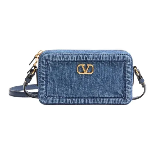 Valentino ALLTIME Cotton Camera Bags Shoulder Bags Mini Women's Denim Blue