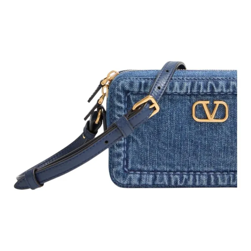 Valentino ALLTIME Cotton Camera Bags Shoulder Bags Mini Women's Denim Blue-3