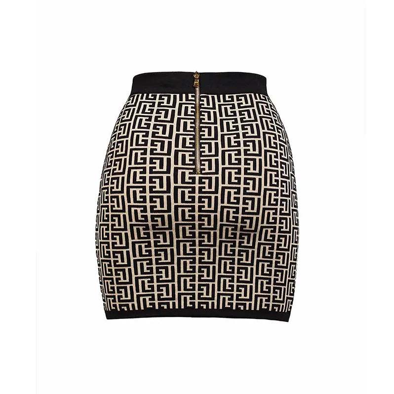 BALMAIN Monogrammed Knitted Skirt-1