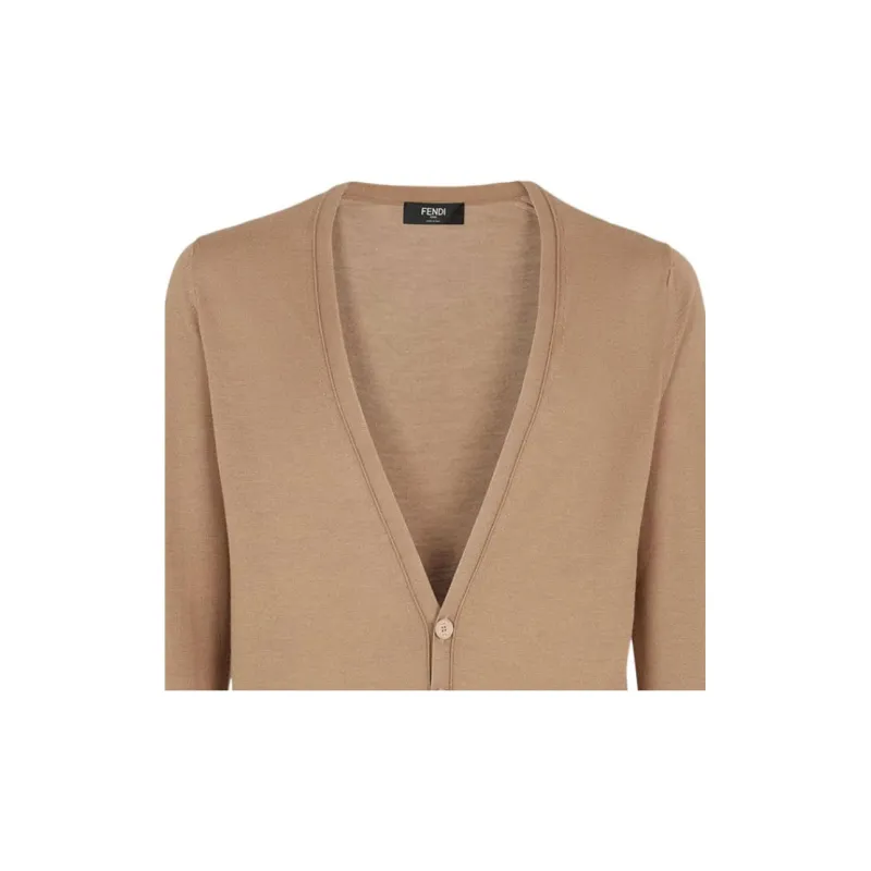 FENDI V Neck Buttoned Knitted Cardigan-4