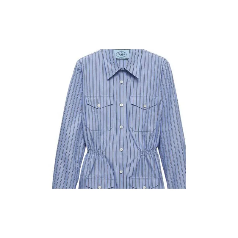 PRADA Striped Straight Hem Shirt Dress-5
