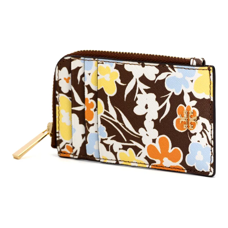 TORY BURCH Emerson Leather Document Wallet Card Holders Women's Brown-1