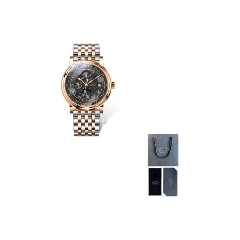 BORMAN Automatic Mechanical Movement Stainless Steel Watchband Watch Men's Watches White Dial-7