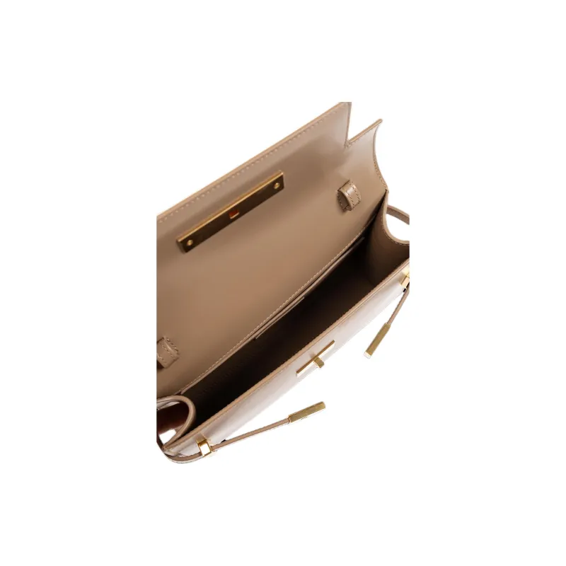 SAINT LAURENT Calfskin Shoulder Bag Women's Beige-3