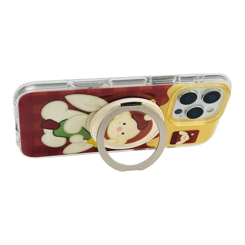 Wei Xin Acrylic Material Rabbit Magnetic Stand Phone Cases Compatible With IPhone 16/15 Pro Max/Apple 13/14 Pro/Max-3