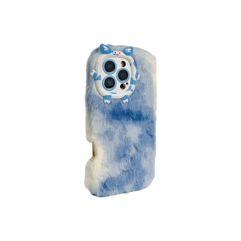 Wei Xin Plush Material Plush Gradient Quad Colors Phone Cases Compatible With IPhone 16/15 Pro Max/Apple 13/14 Pro/Max-12