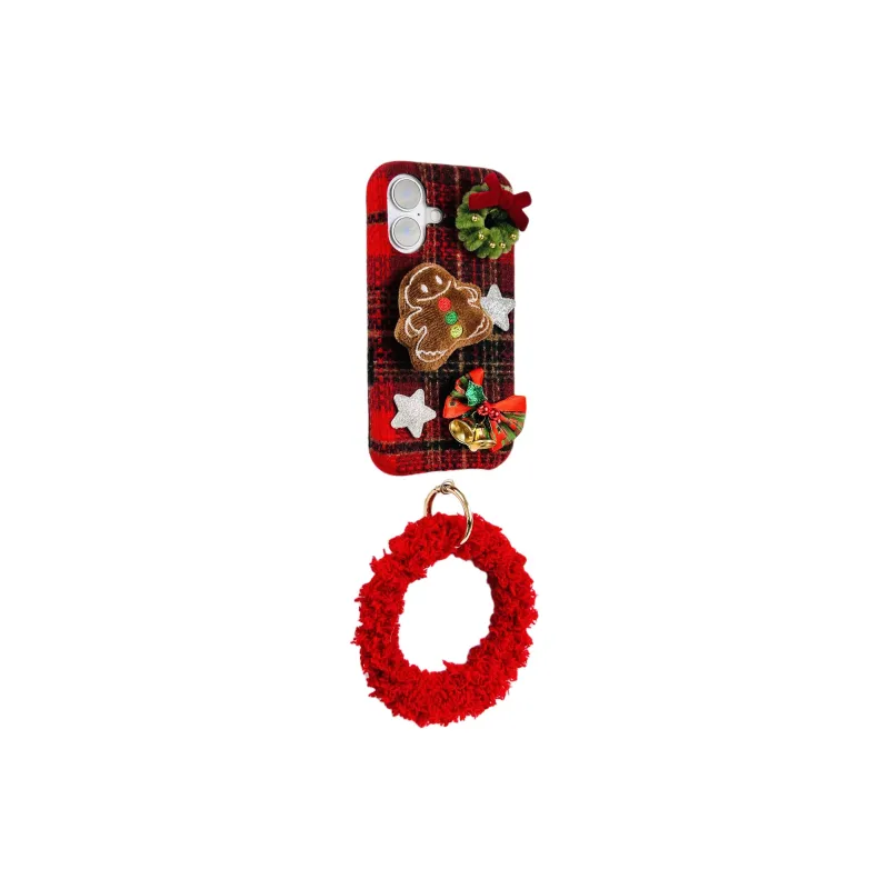 Wei Xin Plush Material Flannelette Gingerbread Man Phone Cases Compatible With IPhone 16/15 Pro Max/Apple 13/14 Pro/Max-2