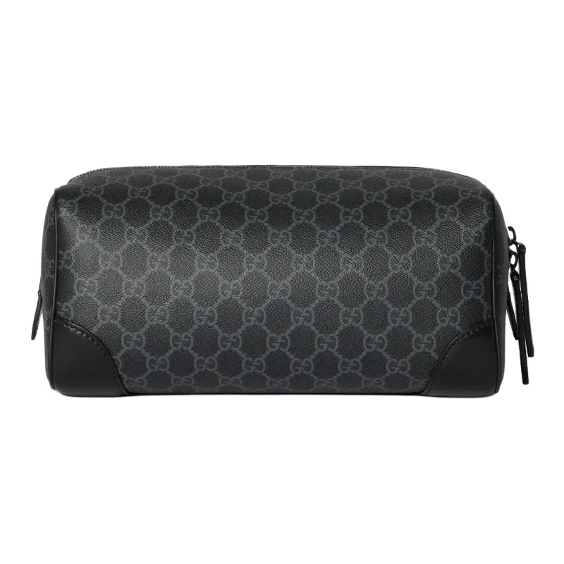 GUCCI GG Emblem Fabric Makeup Bag Medium Size Men's Black-3