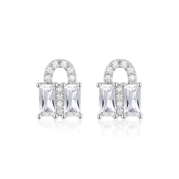 Abyb Charming Rhodium plated Copper Stud Earrings Women's