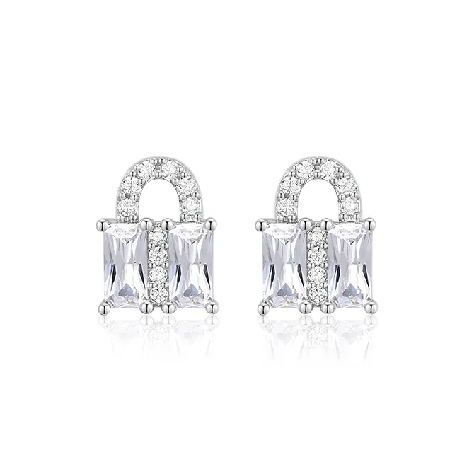 Abyb Charming Rhodium-plated Copper Stud Earrings Women's-0