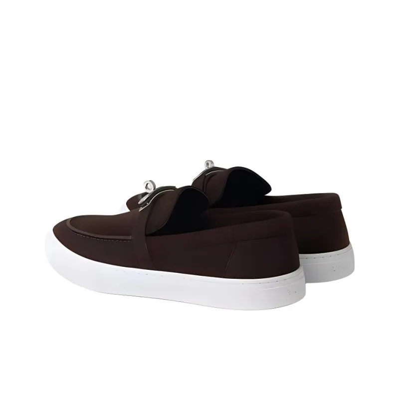 HERMES Game Loafers Men's Red Brown-3