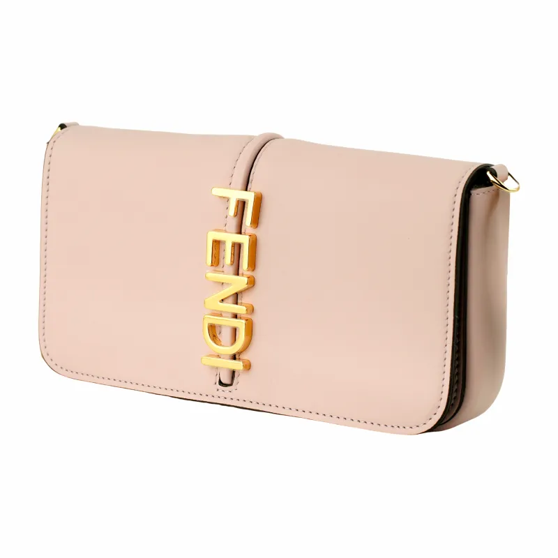 FENDI Leather Shoulder Bag Crossbody Bag Wallet Women's Pink-3