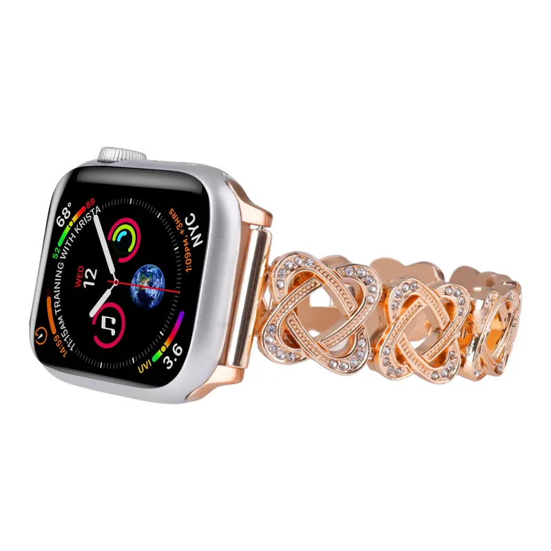 AOMN B 371 Double Ring Rhinestone Embellished Strap Compatible Apple Watch Apple Watch 6/7/8 SE-4