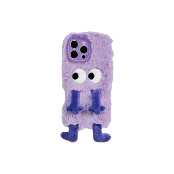 Wei Xin Plush Material Purple Fleece Monster Phone Cases Compatible With IPhone 16/15 Pro Max/Apple 13/14 Pro/Max