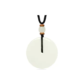 MARY WINDSOR Hetian Jade Peace Buckle Pendant Pale Greenish White Jade Unisex