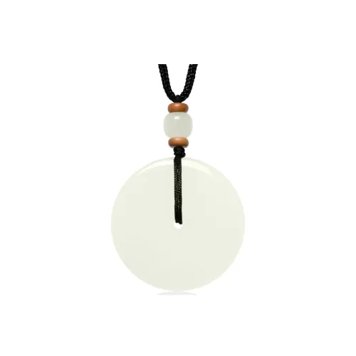 MARY WINDSOR Hetian Jade Peace Buckle Pendant Pale Greenish White Jade Unisex