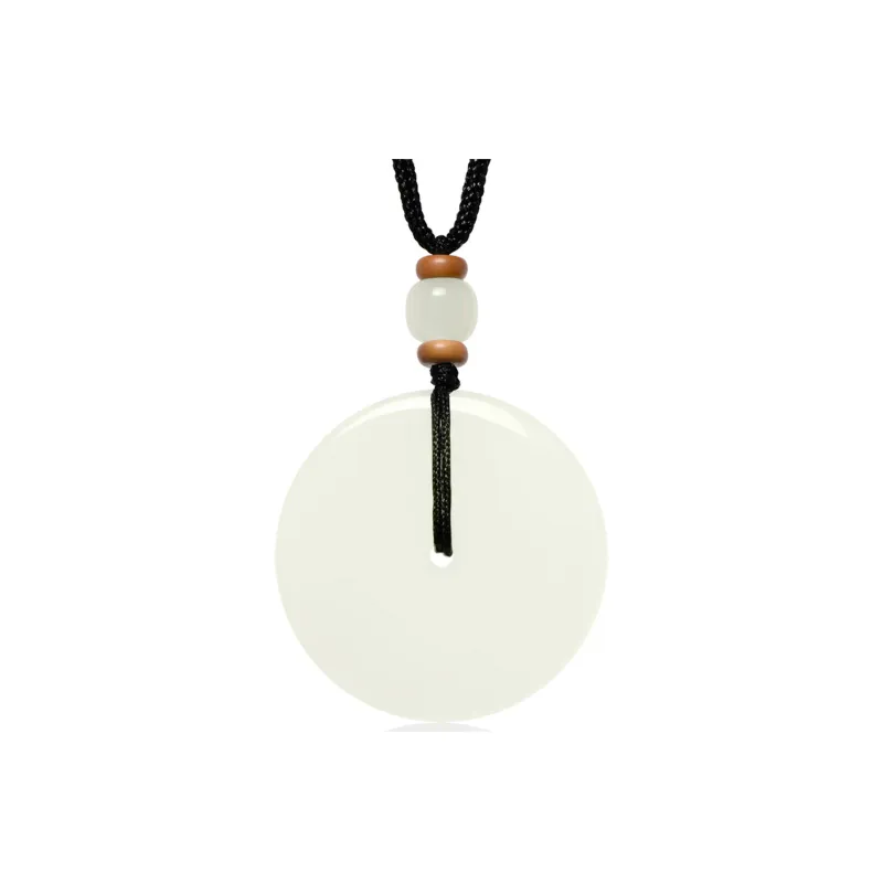 MARY WINDSOR Hetian Jade Peace Buckle Pendant Pale Greenish White Jade Unisex-0