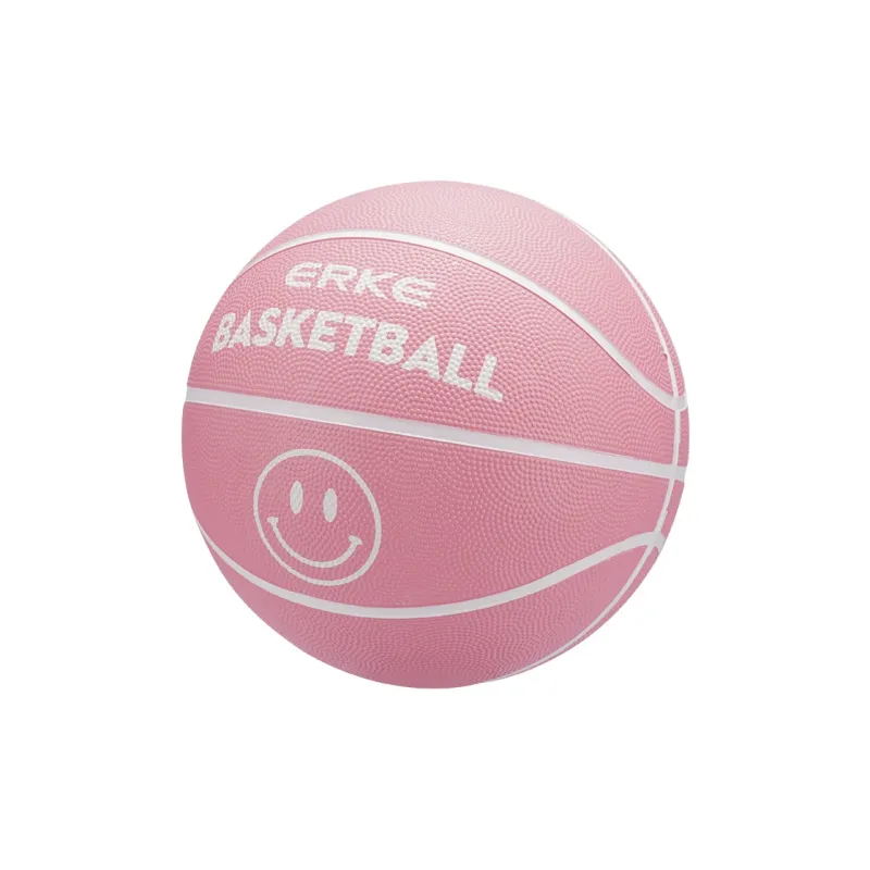 Erke Smiley Face Collection Rubber Basketball White Pink Size 7.5 Training Competition Unisex-2
