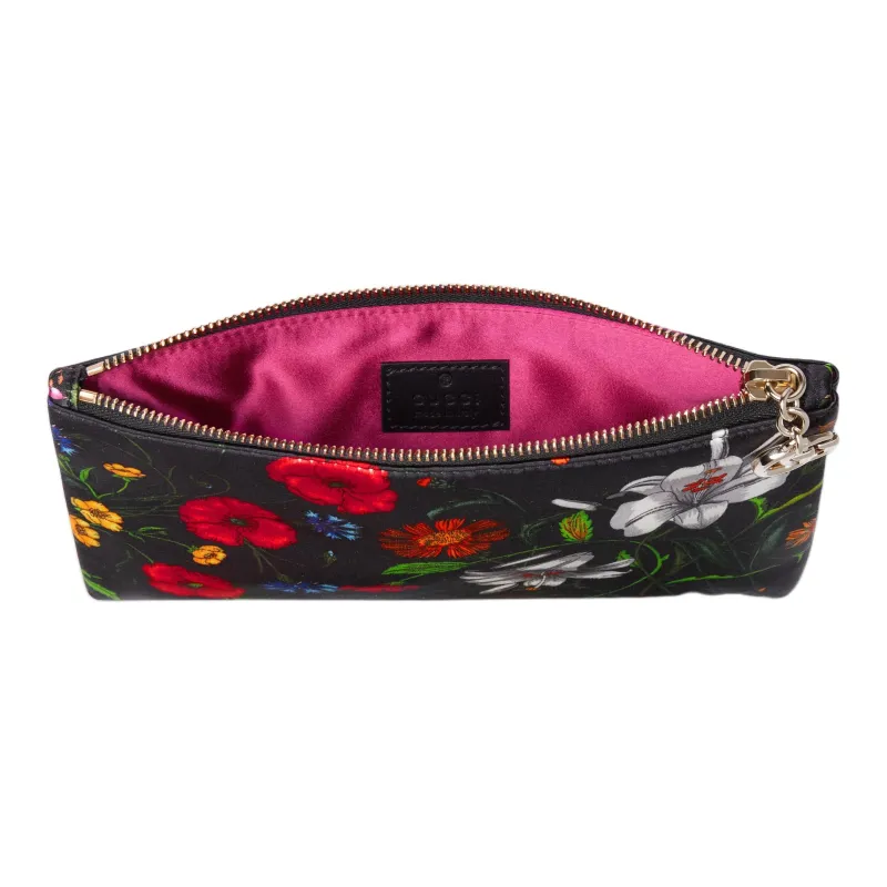 GUCCI GG Marmont Silk Clutch Women's Black Multicolor-4