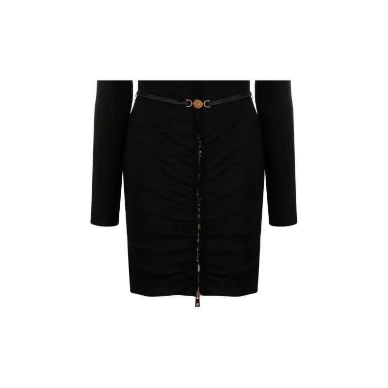 VERSACE Medusa Belted Waist Mini Dress-5