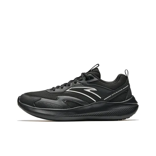 Anta Anti Slip And Wear Resistant Breathable Low Top Casual Running Shoes Men's Black White