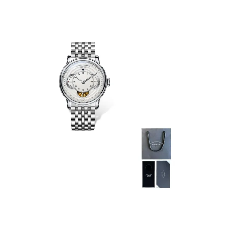 BORMAN Automatic Mechanical Movement Stainless Steel Watchband Men's Watches White Dial-1