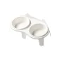 Ceramic White Double Bowls+White Food Rack