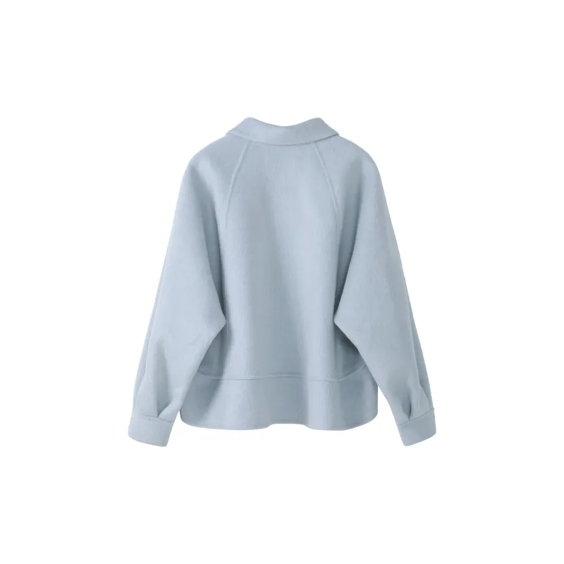 Fstudio Fall And Winter Petite Cropped Coat 100 Sheep Wool Top Women's-1