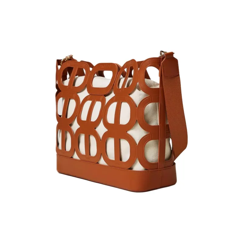 TWINSET MILANO Polyurethane Tote Bag Shopping Bag Shoulder Bags Women's Brown-1