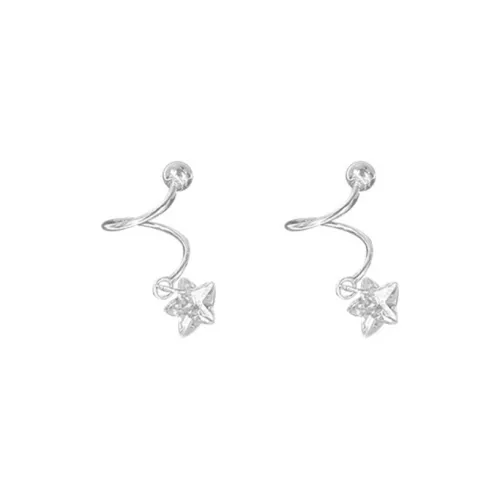 Heart Grass 999 Fine Silver Stud Earrings Women's