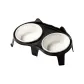 Ceramic White Double Bowls+Black Food Rack
