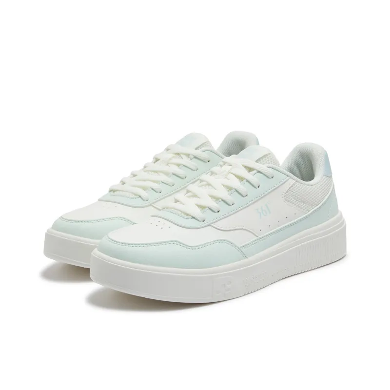 361° Wear resistant And Lightweight Low Top Skateboard Shoes Women's White Teal Blue-3