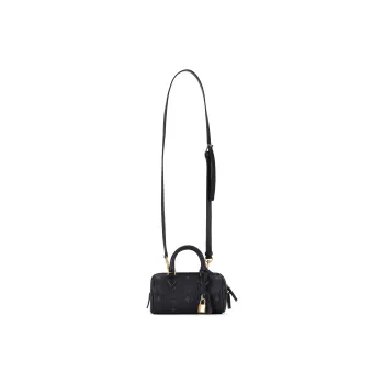 MCM Canvas With Leather Boston Bag, Shoulder Bag, Crossbody Bag, Handbag Mini Women's Black