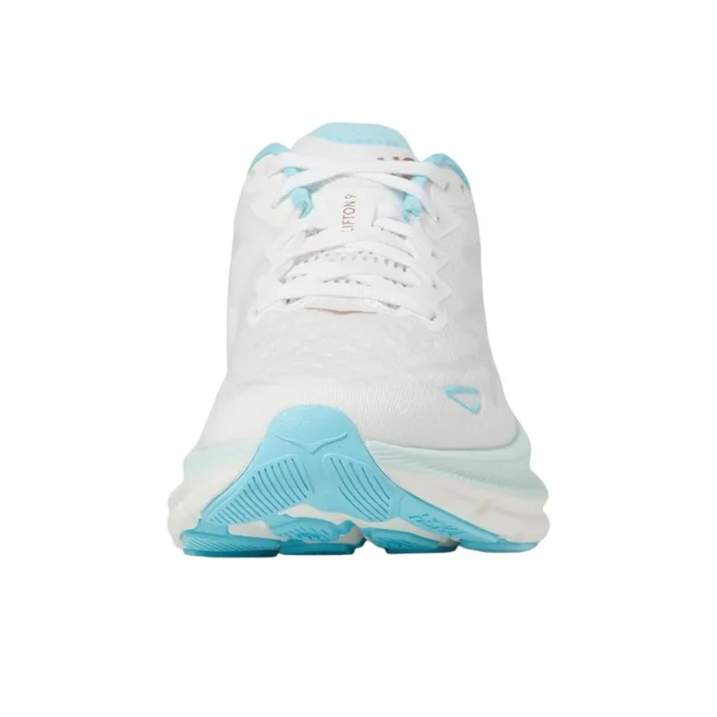 HOKA ONE ONE Clifton 9 Anti Slip Wear Resistant Low Top Running Shoes Women's White Blue-3